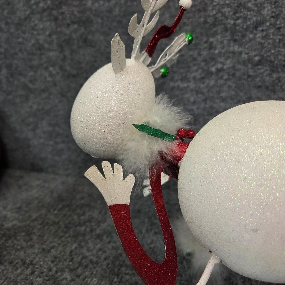 Pier One Imports Decor Christmas Retired Snowball Glitter Reindeer 10